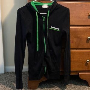 Black and green Kawasaki zip up jacket Size Medium